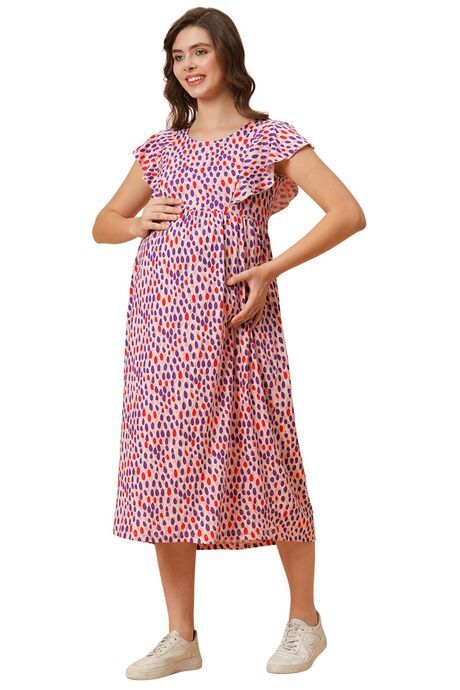 Inner Sense Organic Cotton Bamboo Nursing Dress - Pink Flowerburst — image 3